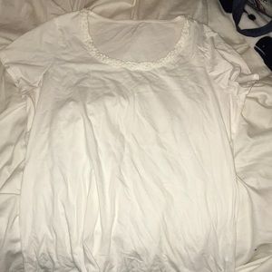 Lands End White Scoop Neck Detail T